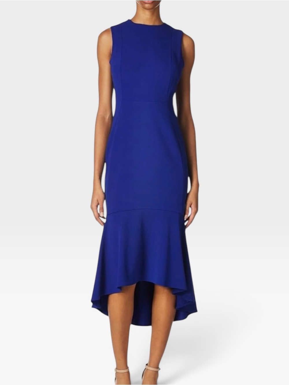 Calvin Klein Cobalt Blue High Low Ruffle Midi Dress Size 4